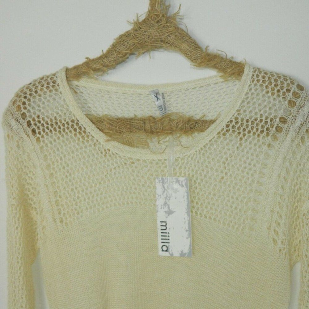 ‎Miilla Sweater Ivory Linen Knit Lightweight Large - Picture 4 of 10